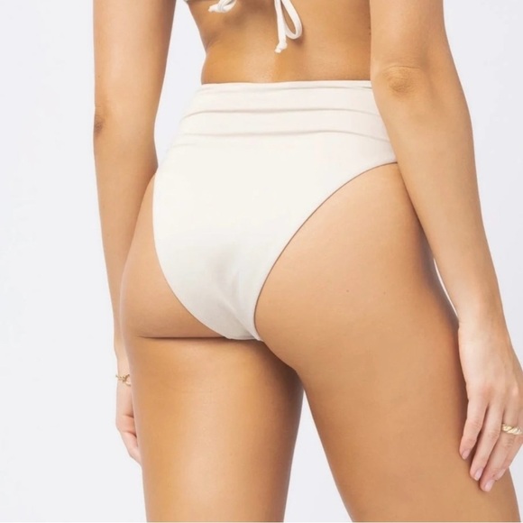 L*Space Shimmer Nancy Lee Bitsy Bikini Swim Bottom Women’s Size S Bone Color - Picture 3 of 9